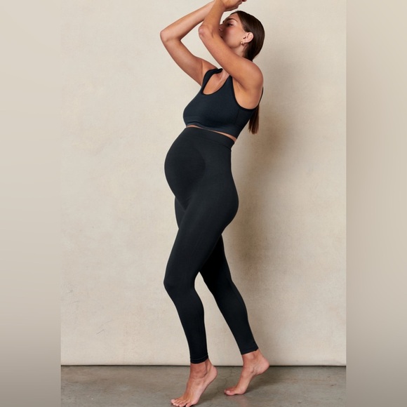 BLANQI EVERYDAY Maternity Belly Support Leggings size Large Black Casual Work 17 - Picture 1 of 6